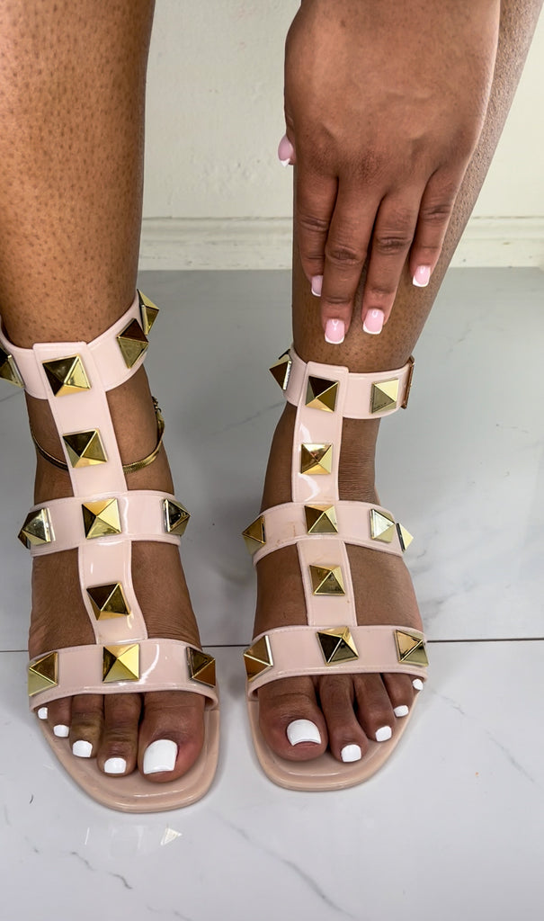 Gold Digger Gladiator Sandals Cream J amGlam