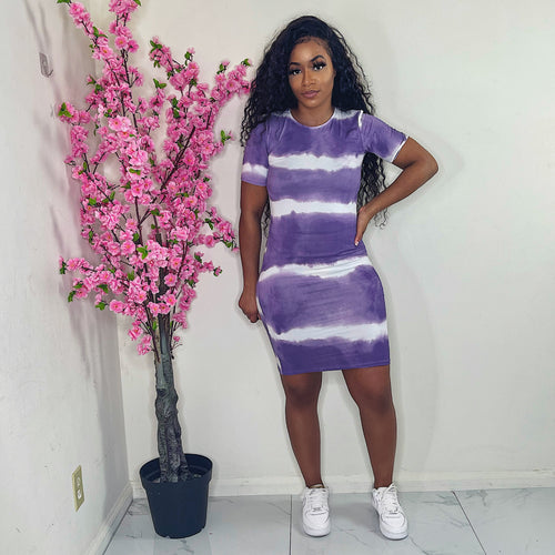 Tie Dye Hottie Bodycon Mini (Purple)